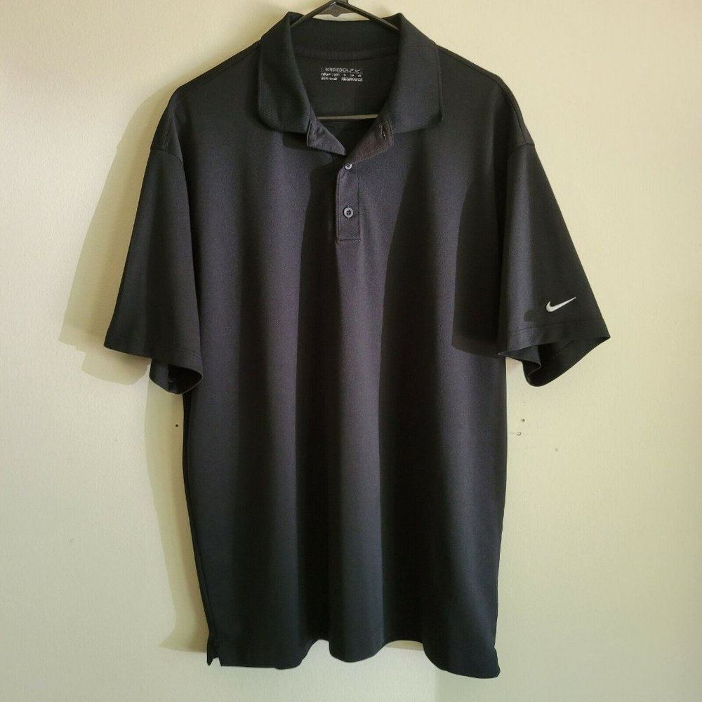 Nike Golf FitDry Short Sleeve Athletic Shirt Men's XL BLACK 3-Button Collar